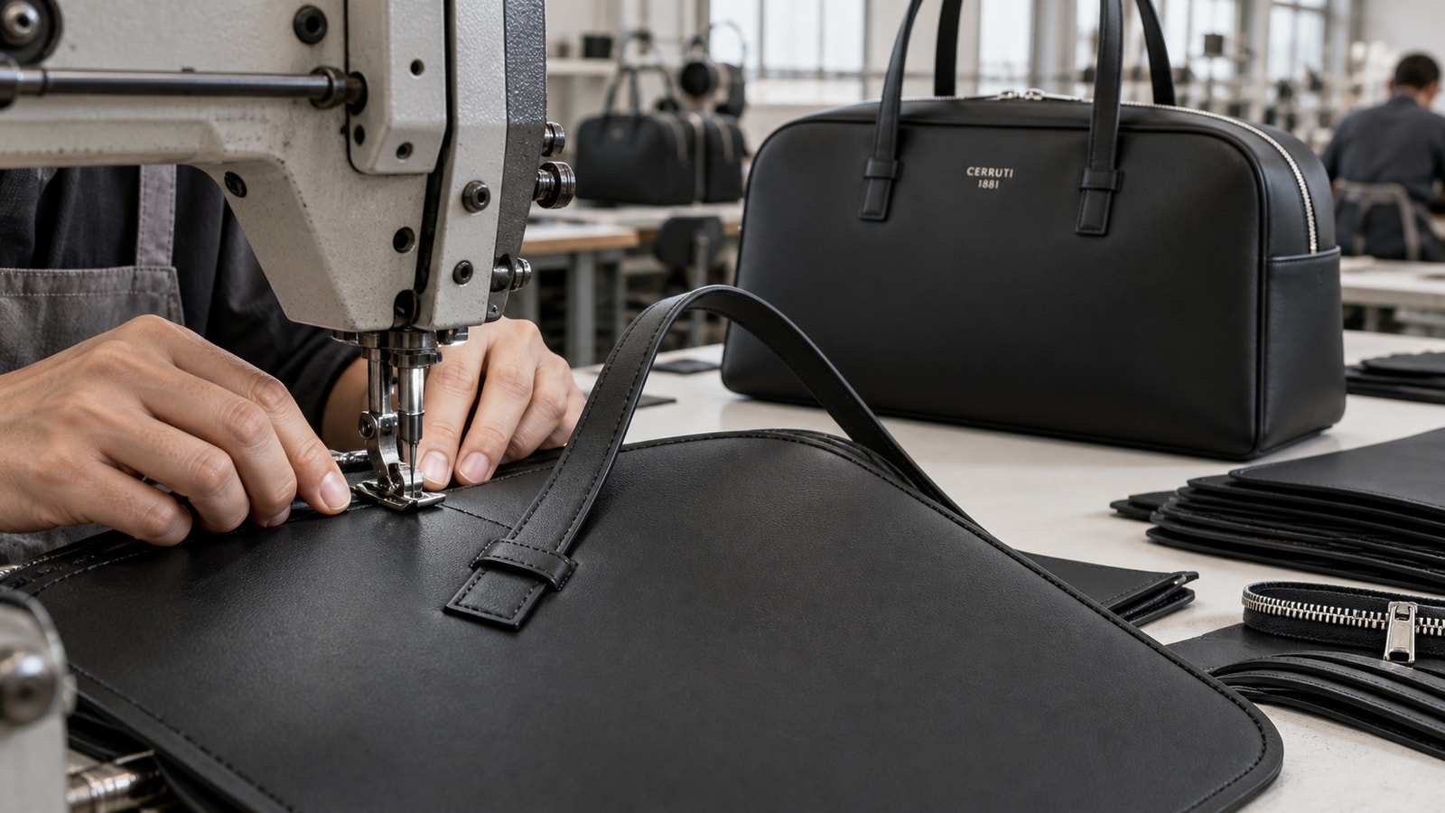 Stitching and assembly of a bag — Cerruti 1881